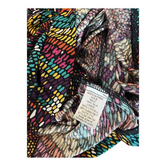 Trina Turk 100% silk sleeveless drape cowl neck dress multi color pattern 6 NWOT - Picture 8 of 8